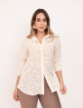 Camisa Voal Texturizada Creme
