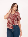 Camisa Cropped Folhas Vinho