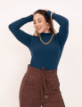 Blusa Gola Flanelada Azul