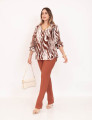 Blusa Crepe Estampada Marrom