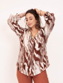 Blusa Crepe Estampada Marrom
