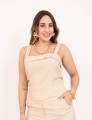 Cropped Lapela Bege