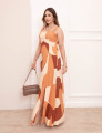 Vestido Longuete Abstrato Caramelo