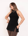 Blusa Tricot Fenda Preto