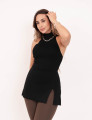 Blusa Tricot Fenda Preto