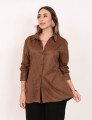 Camisa Suede Botões Marrom