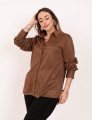 Camisa Suede Botões Marrom