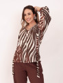 Camisa Abstrato Amarração Marrom