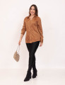 Camisa Suede Botões Caramelo