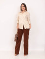 Camisa Suede Botões Creme