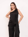 Blusa Assimétrica Cetim Preto