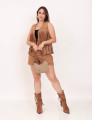 Colete Suede Franja Bege