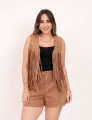 Colete Suede Franja Bege