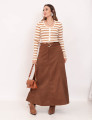 Saia Longuete Suede Caramelo