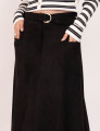 Saia Longuete Suede Preto