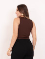  Cropped Amni Canelado Marrom