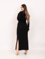 Vestido Manga Canelado Preto