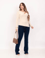 Blusa Canelada Recorte Bege