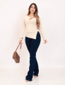 Blusa Canelada Recorte Bege