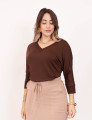 Blusa Malha 7/8 Marrom