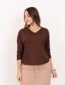 Blusa Malha 7/8 Marrom