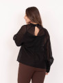 Blusa Voal Drapeado Preto
