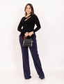 Blusa Canelada Recorte Preto