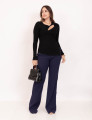 Blusa Canelada Recorte Preto