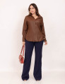 Camisa Resinada Bolso Marrom