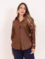 Camisa Resinada Bolso Marrom