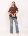 Blusa Alongada Renda Marrom