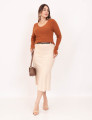 Blusa Tricot Decote Botões Marrom 