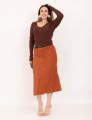 Blusa Tricot Decote Botões Caramelo