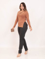 Blusa Canelada Recorte Marrom